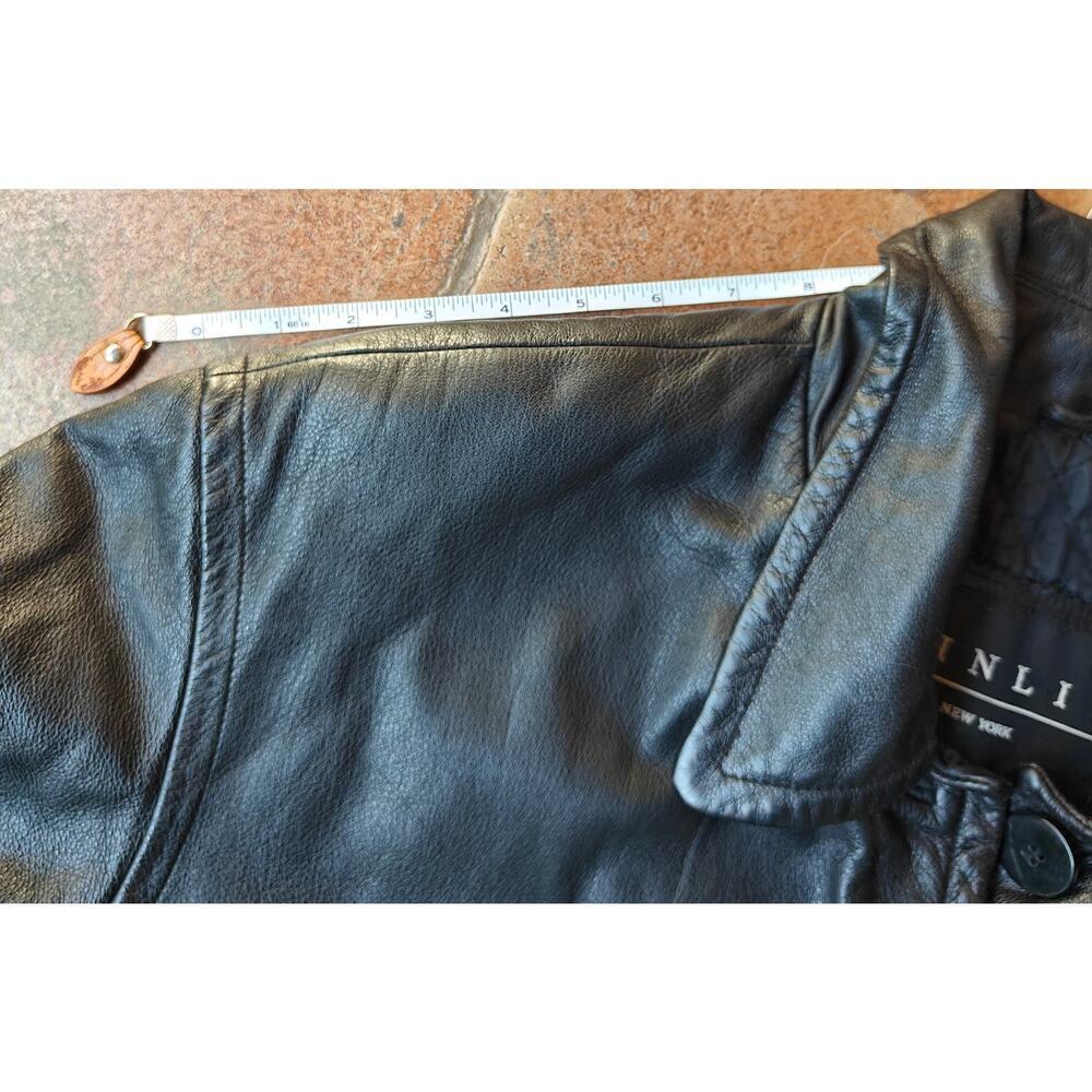 Winlit NY Genuine Leather Car Coat Black Button Front Jacket (Vintage/90s) - Picture 8 of 9